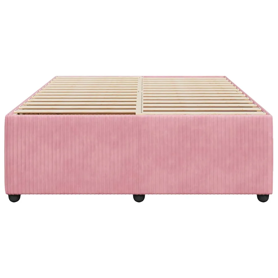 Cadre de lit sans matelas rose 160x200 cm velours - 4