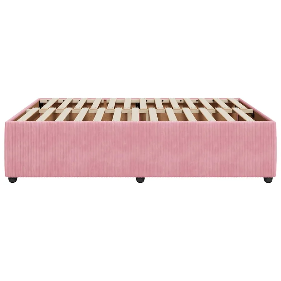 Cadre de lit sans matelas rose 160x200 cm velours - 5