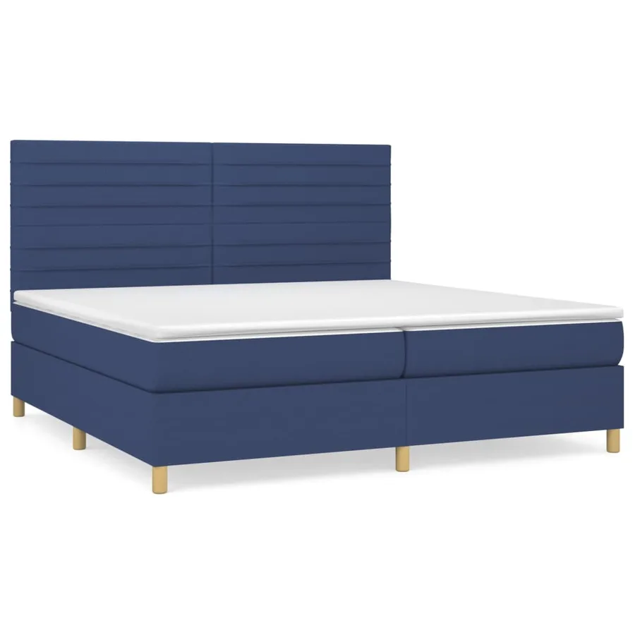 Sommier à lattes de lit avec matelas Bleu 200x200 cm Tissu - 2