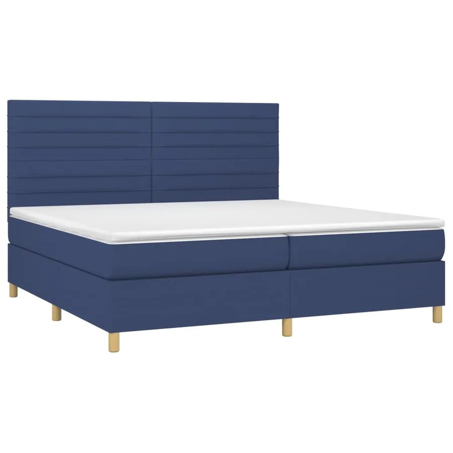 Sommier à lattes de lit avec matelas Bleu 200x200 cm Tissu - 3
