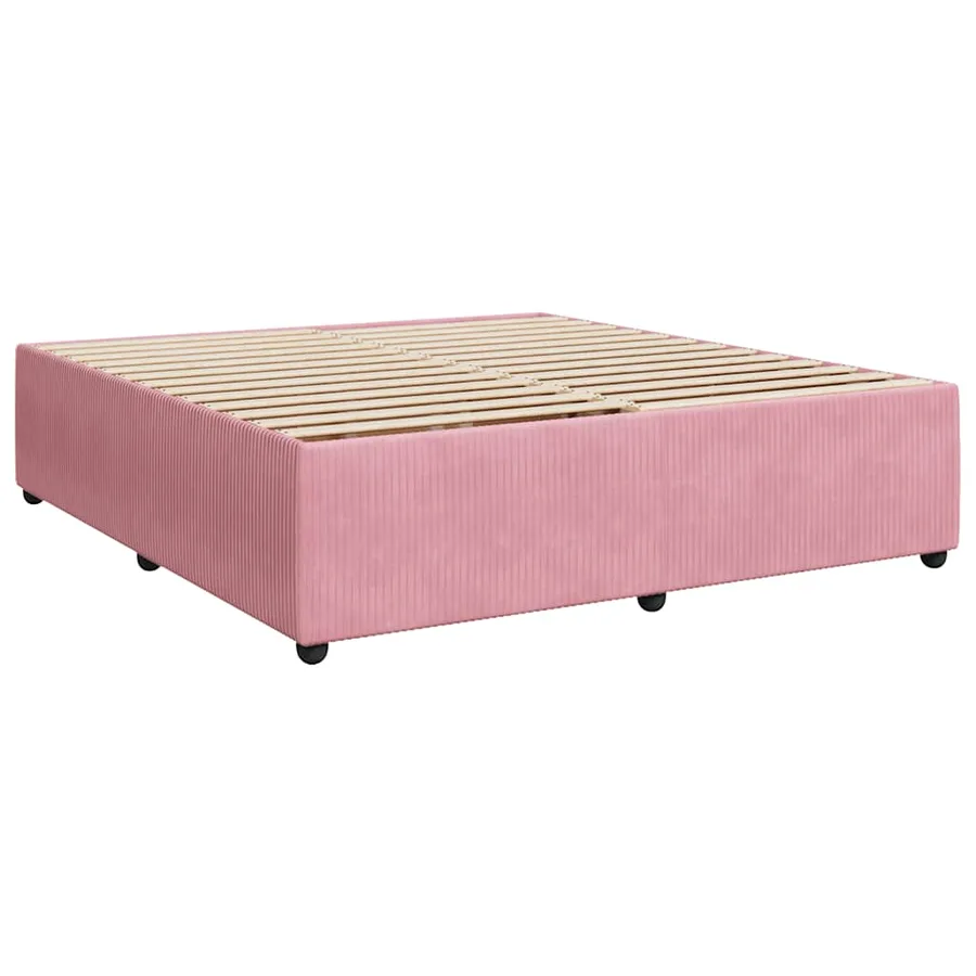 Cadre de lit sans matelas rose 200x200 cm velours - 3