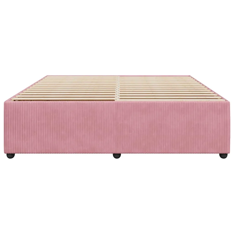 Cadre de lit sans matelas rose 200x200 cm velours - 4