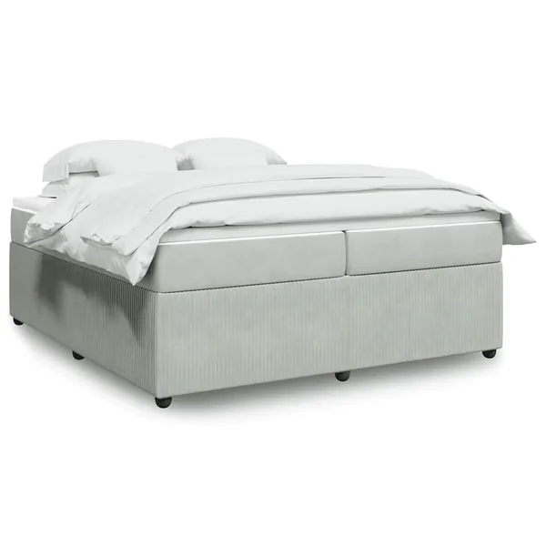Sommier à lattes de lit et matelas Gris clair 200x200cm Velours