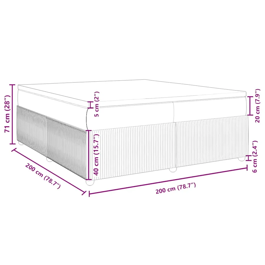Sommier à lattes de lit et matelas Gris clair 200x200cm Velours - 12