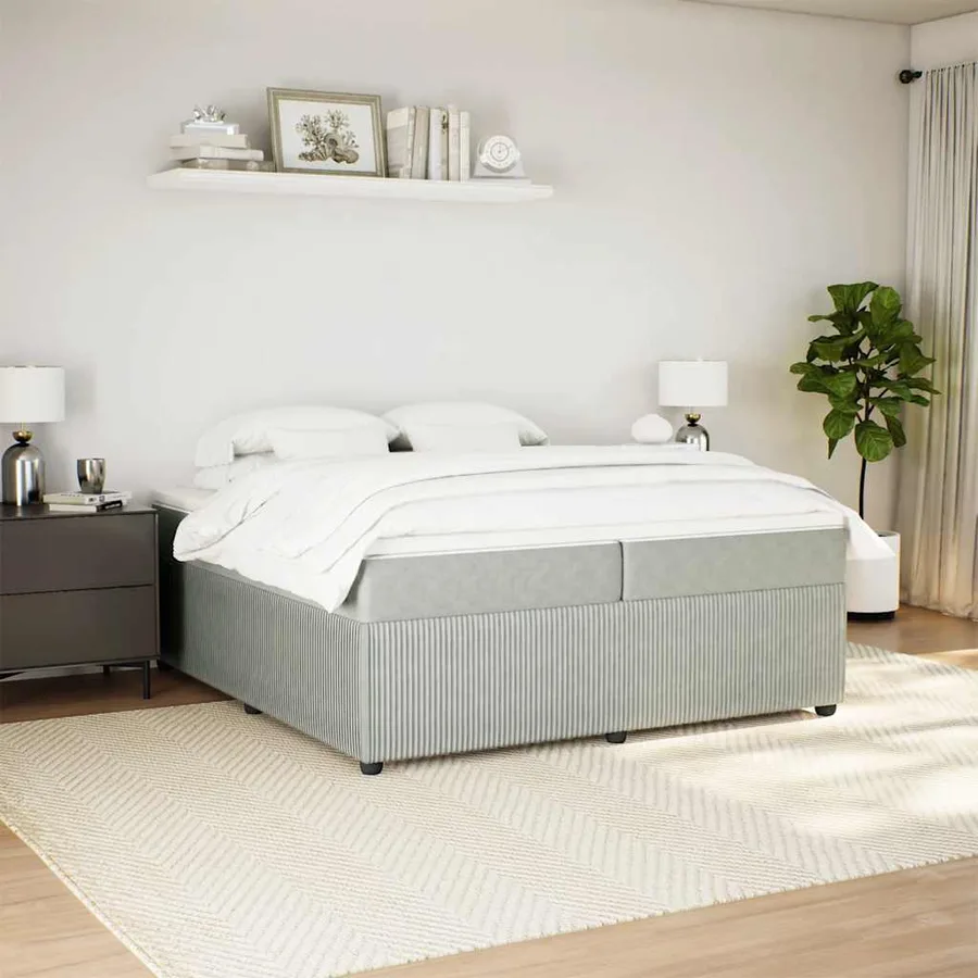 Sommier à lattes de lit et matelas Gris clair 200x200cm Velours - 3