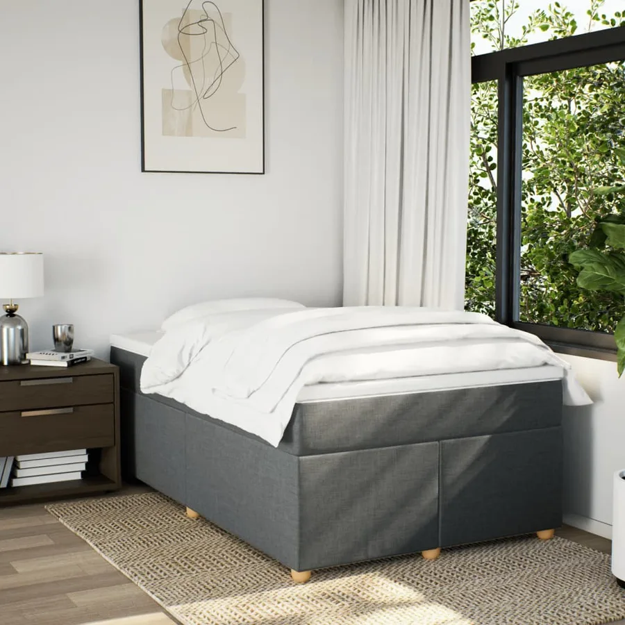 Sommier à lattes de lit avec matelas Gris foncé 120x200cm Tissu - 3