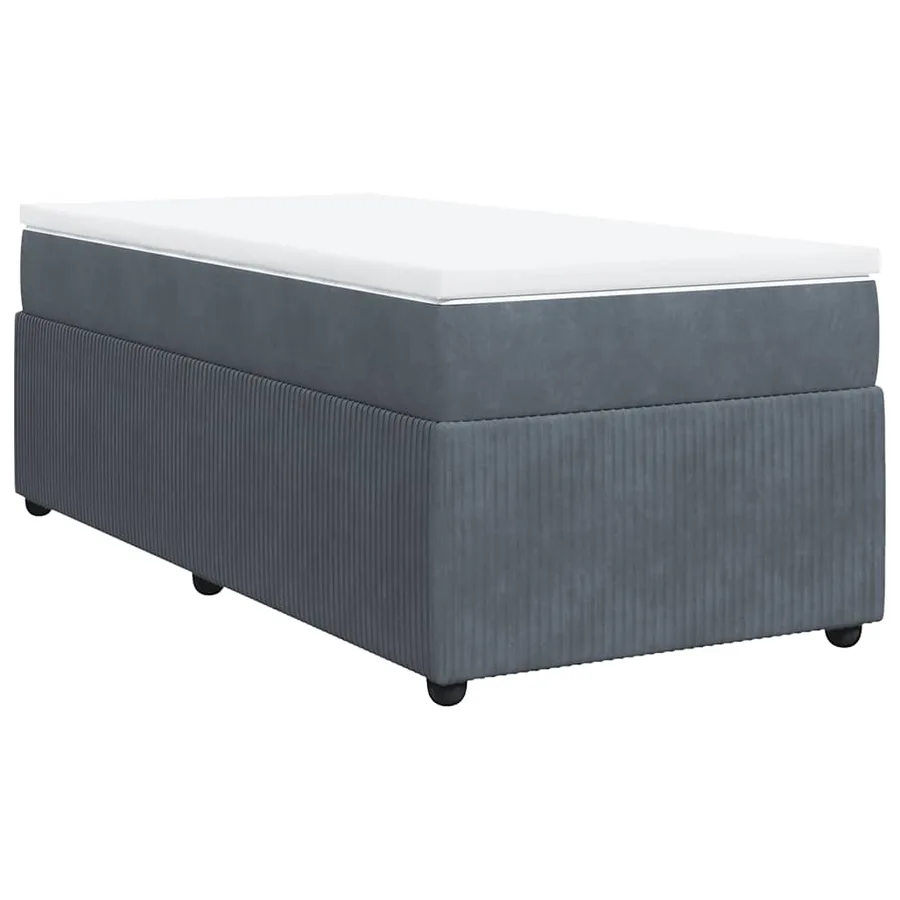 Sommier à lattes de lit et matelas Gris foncé 90x200 cm Velours - 2