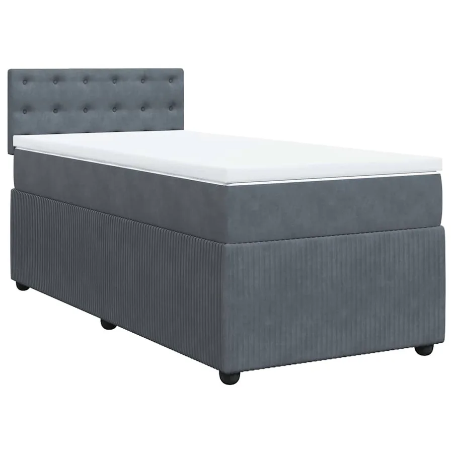 Sommier à lattes de lit et matelas Gris foncé 90x200 cm Velours - 3