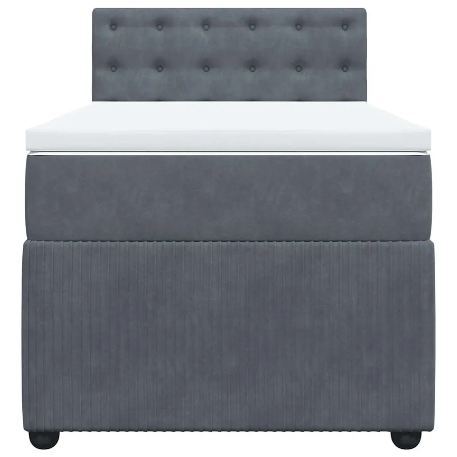 Sommier à lattes de lit et matelas Gris foncé 90x200 cm Velours - 6