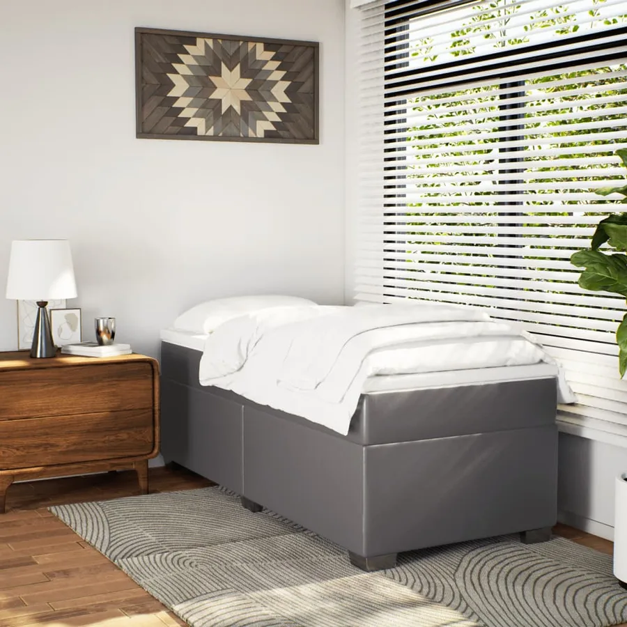 Sommier à lattes de lit avec matelas Gris 80x200 cm Similicuir - 3