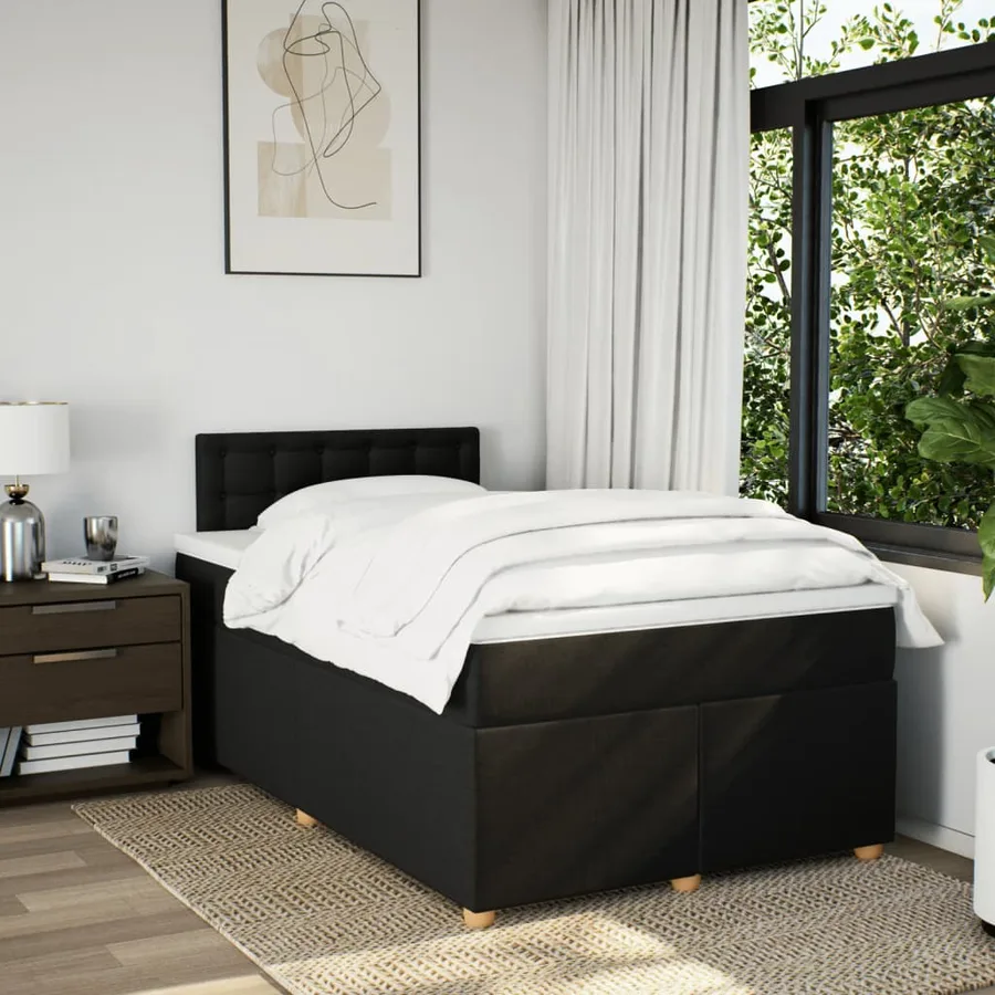 Sommier à lattes de lit avec matelas Noir 120x200 cm Tissu - 3