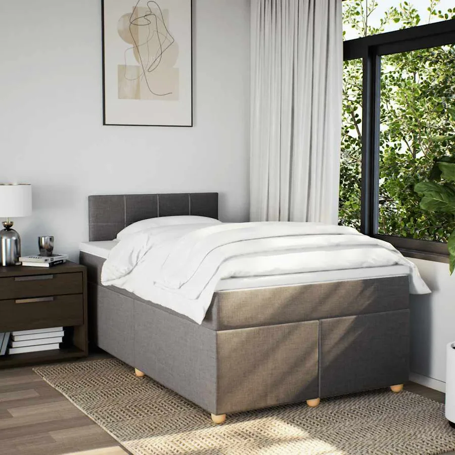 Sommier à lattes de lit avec matelas taupe 120x190 cm tissu - 3