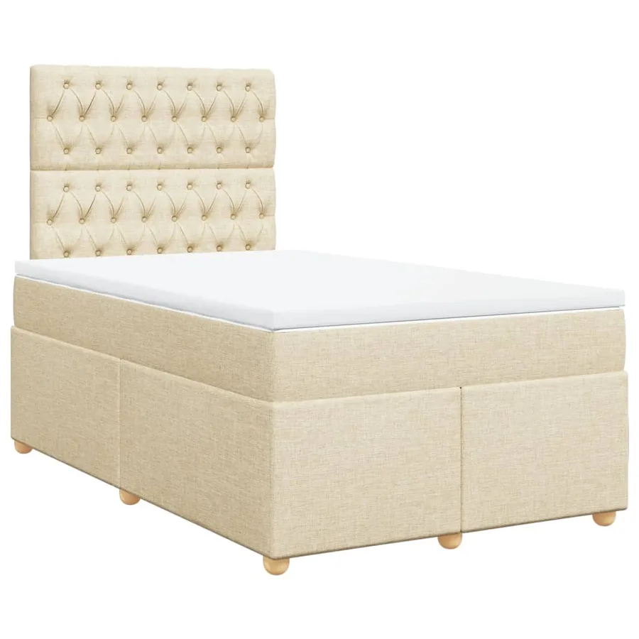 Sommier à lattes de lit avec matelas crème 120x190 cm tissu - 2