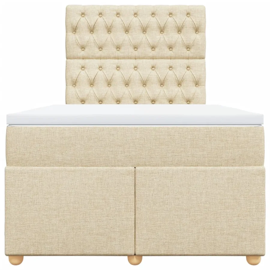 Sommier à lattes de lit avec matelas crème 120x190 cm tissu - 4