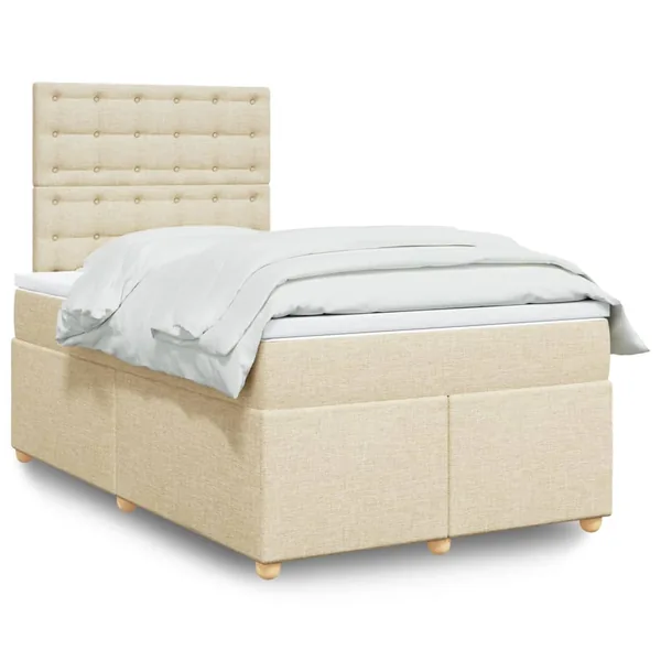 Sommier à lattes de lit avec matelas crème 120x190 cm tissu