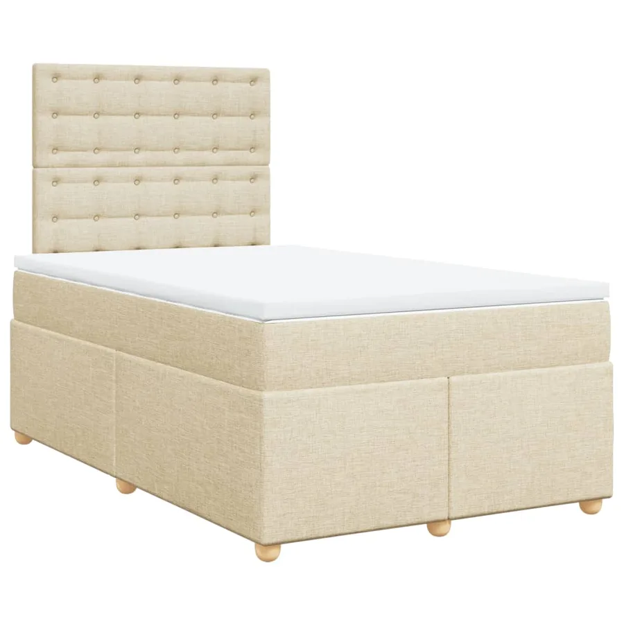 Sommier à lattes de lit avec matelas crème 120x190 cm tissu - 2
