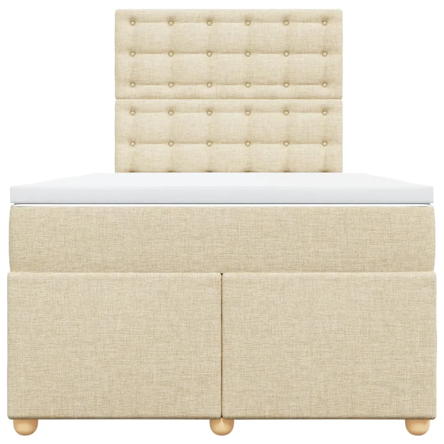 Sommier à lattes de lit avec matelas crème 120x190 cm tissu - 4