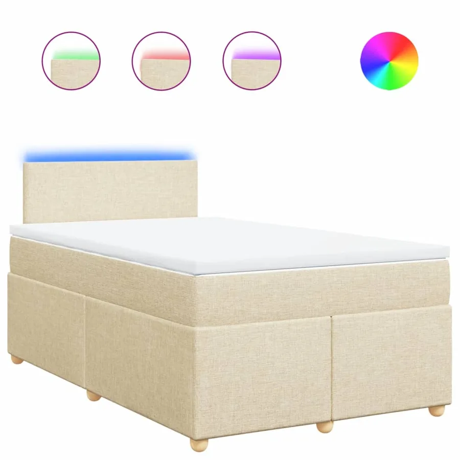 Sommier à lattes de lit avec matelas crème 120x190 cm tissu - 2