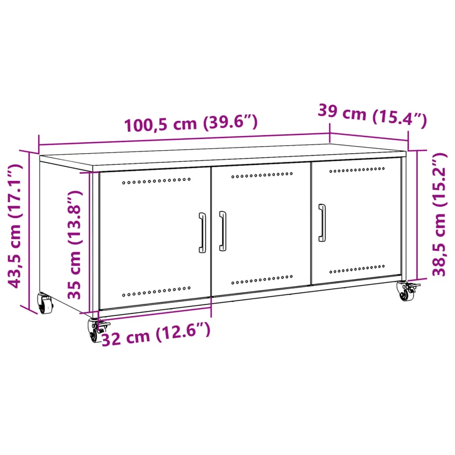 Meuble TV anthracite 100,5x39x43,5 cm acier - 14