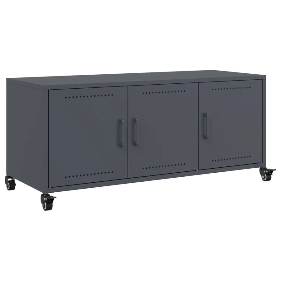 Meuble TV anthracite 100,5x39x43,5 cm acier - 2