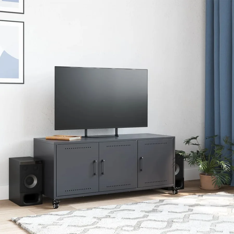 Meuble TV anthracite 100,5x39x43,5 cm acier - 3