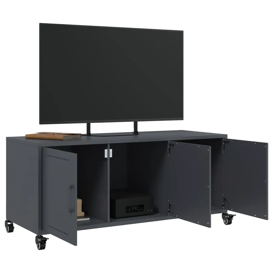 Meuble TV anthracite 100,5x39x43,5 cm acier - 4