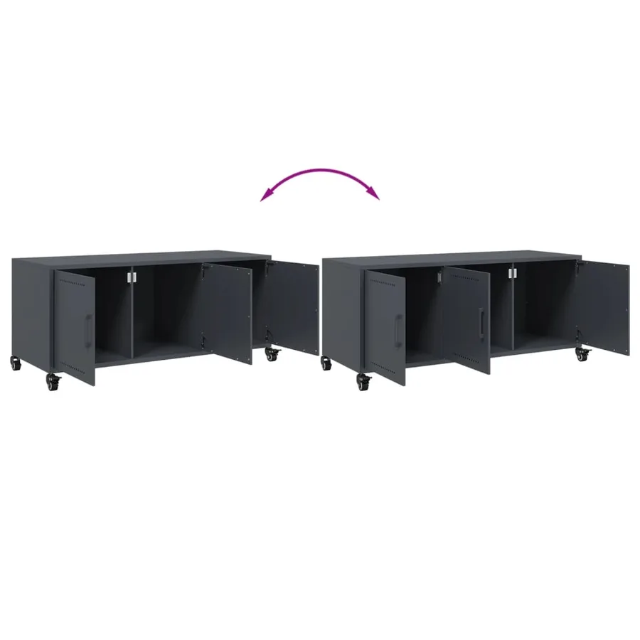 Meuble TV anthracite 100,5x39x43,5 cm acier - 9