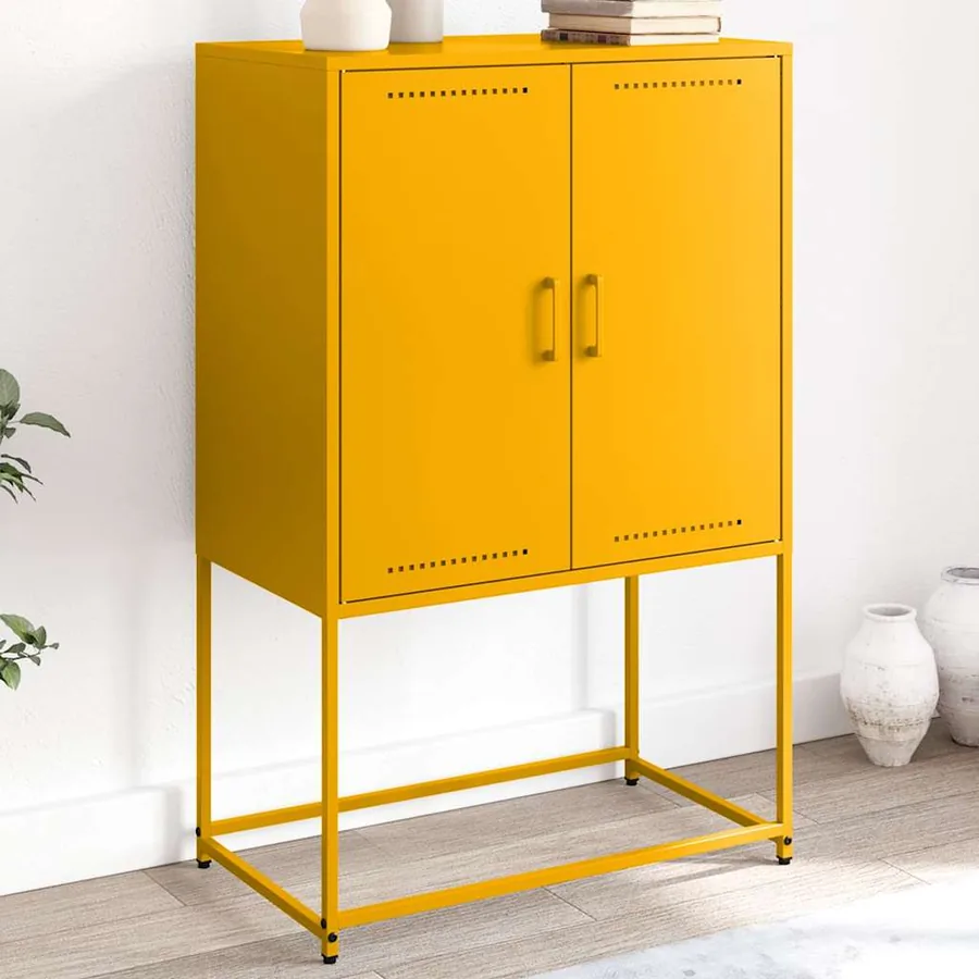 Buffet haut jaune moutarde 68,5x38,5x107 cm acier