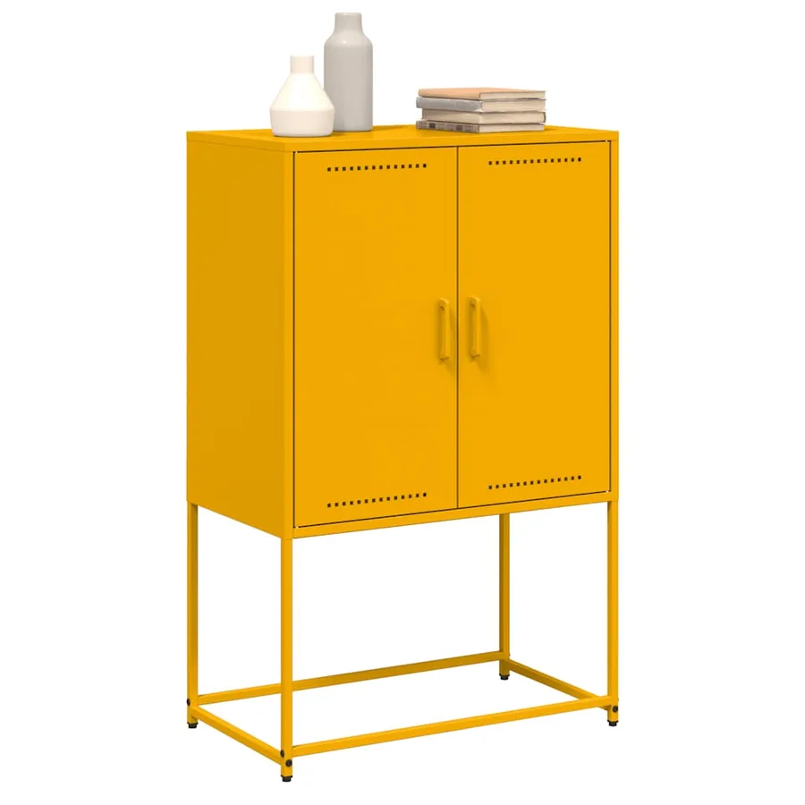 Buffet haut jaune moutarde 68,5x38,5x107 cm acier - 4