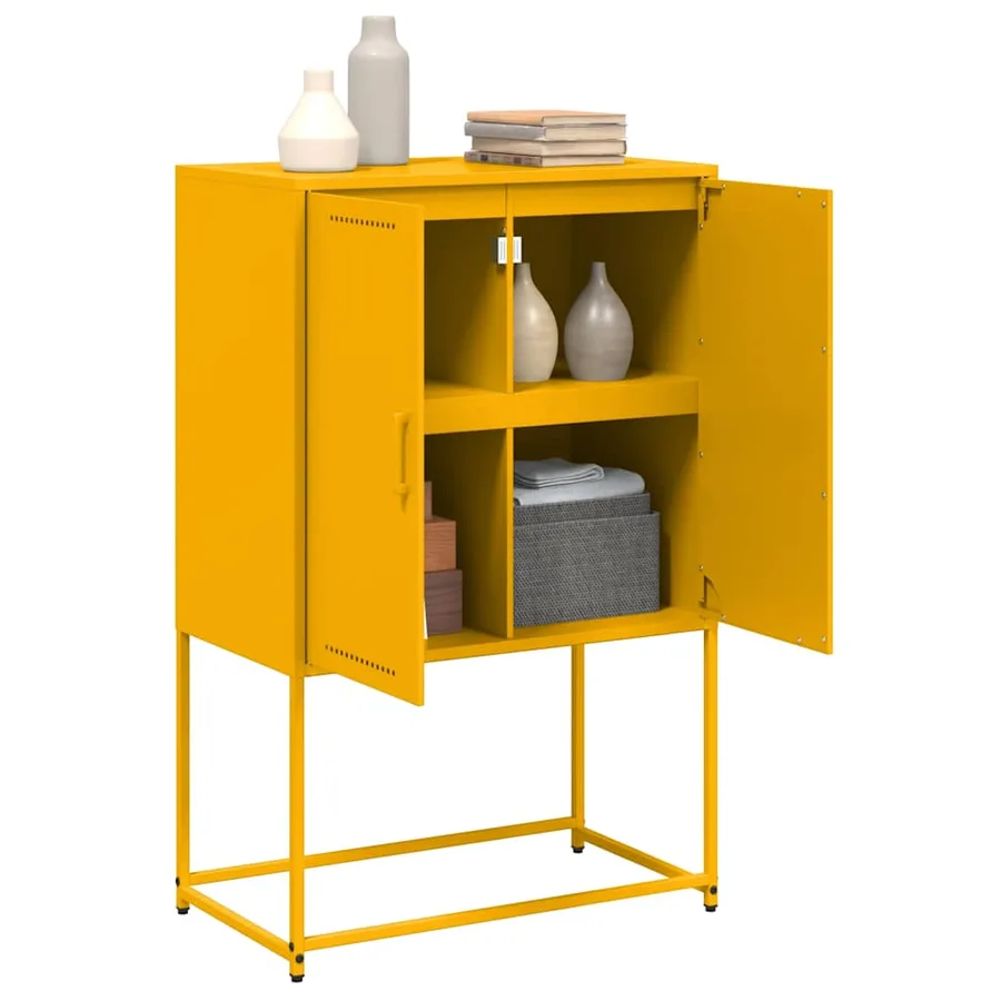Buffet haut jaune moutarde 68,5x38,5x107 cm acier - 5