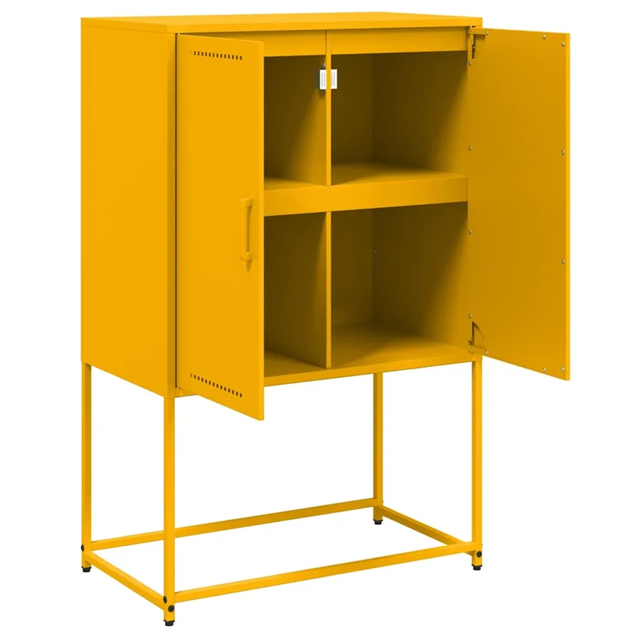 Buffet haut jaune moutarde 68,5x38,5x107 cm acier - 9