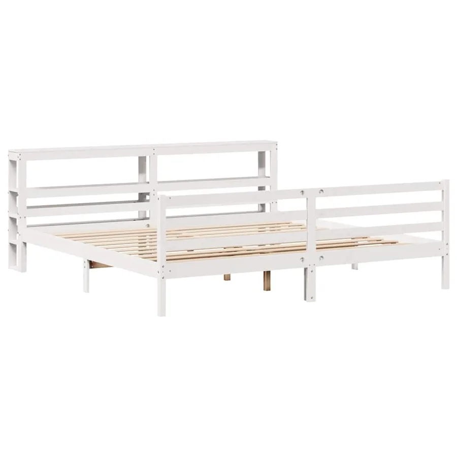 Cadre de lit sans matelas blanc 200x200 cm bois massif de pin - 3