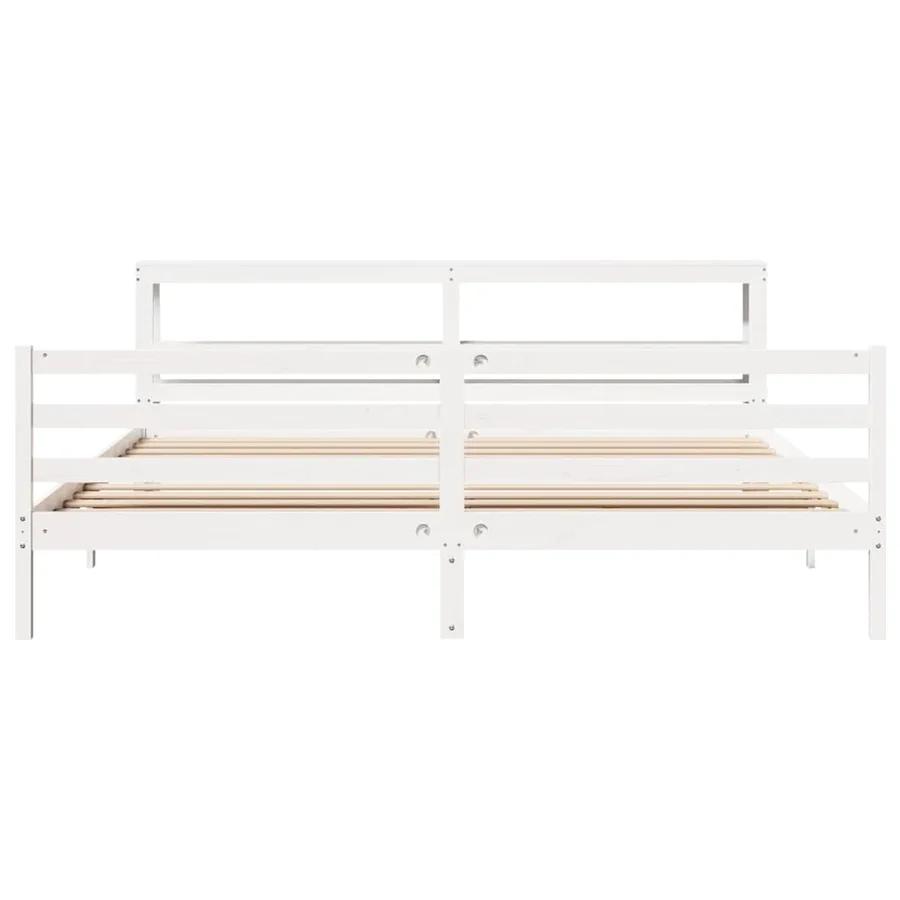 Cadre de lit sans matelas blanc 200x200 cm bois massif de pin - 4