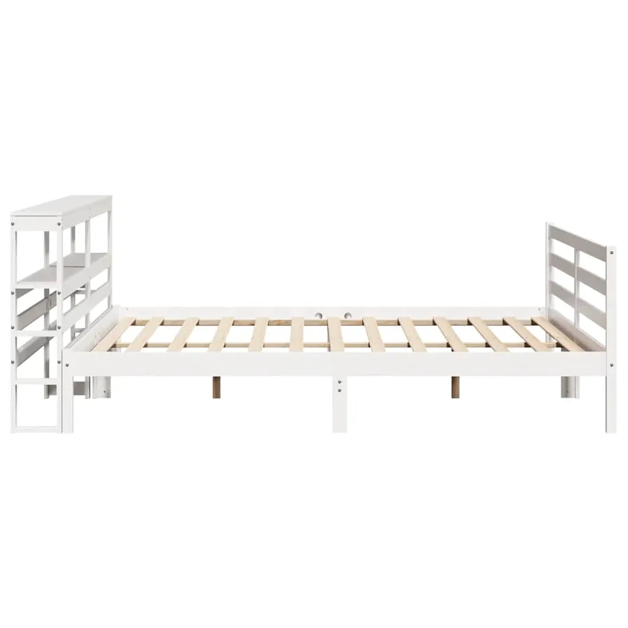 Cadre de lit sans matelas blanc 200x200 cm bois massif de pin - 5