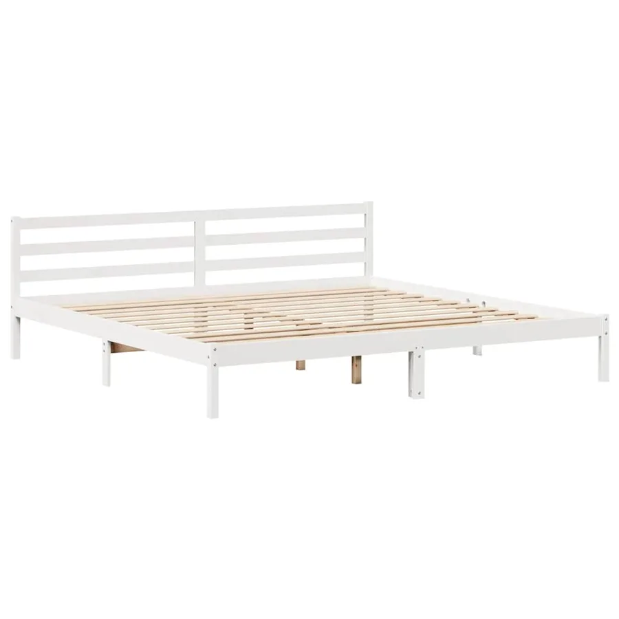 Cadre de lit sans matelas blanc 200x200 cm bois massif de pin - 7