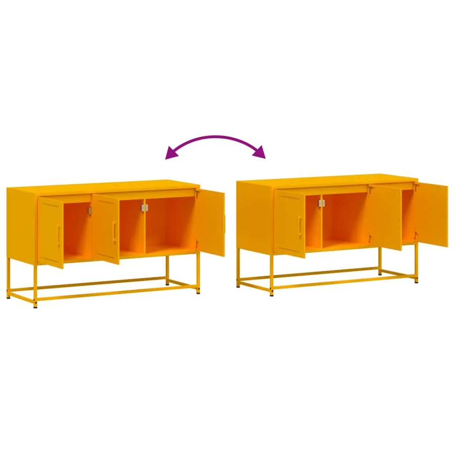 Meuble TV jaune moutarde 100,5x39x60,5 cm acier - 10