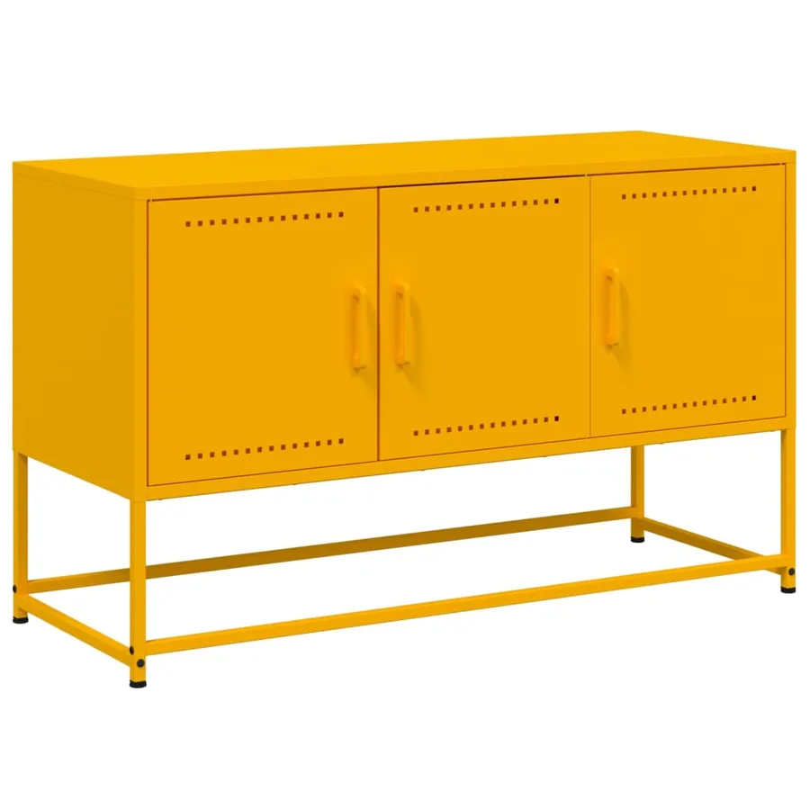 Meuble TV jaune moutarde 100,5x39x60,5 cm acier - 2