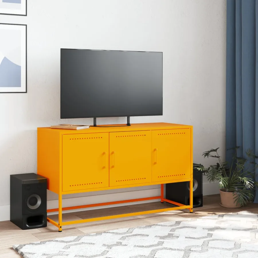 Meuble TV jaune moutarde 100,5x39x60,5 cm acier - 3