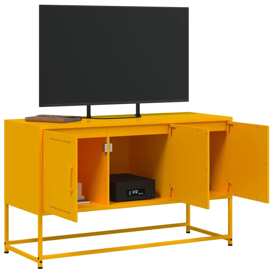 Meuble TV jaune moutarde 100,5x39x60,5 cm acier - 5