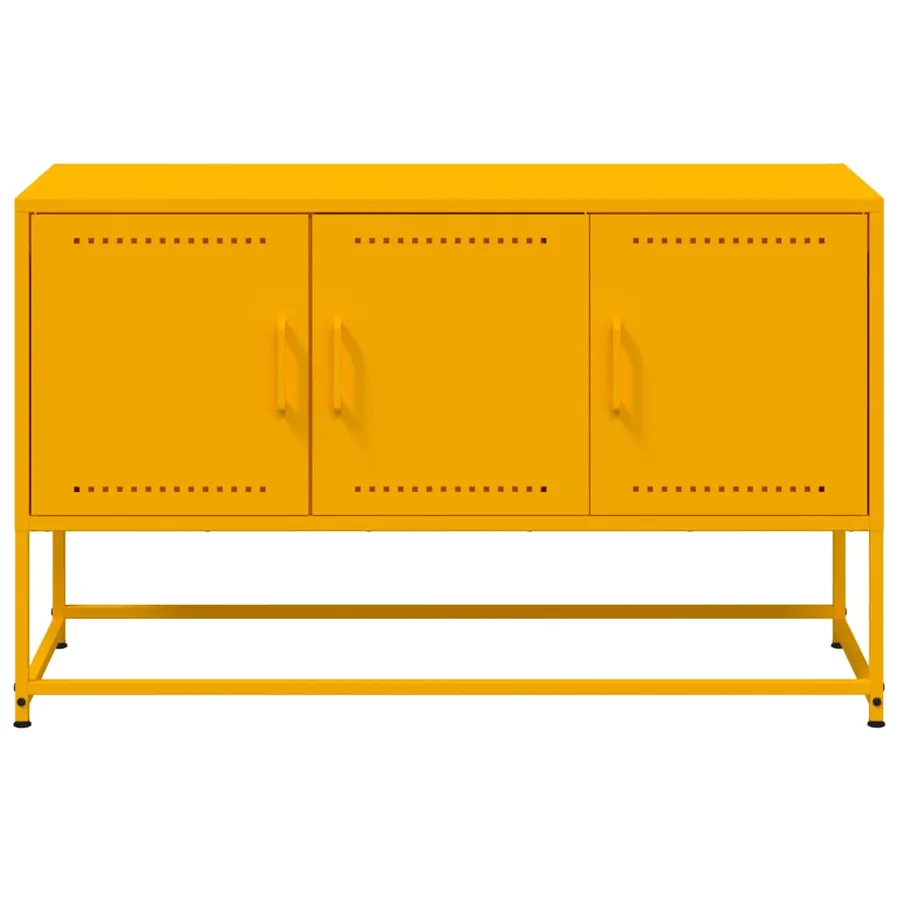 Meuble TV jaune moutarde 100,5x39x60,5 cm acier - 6