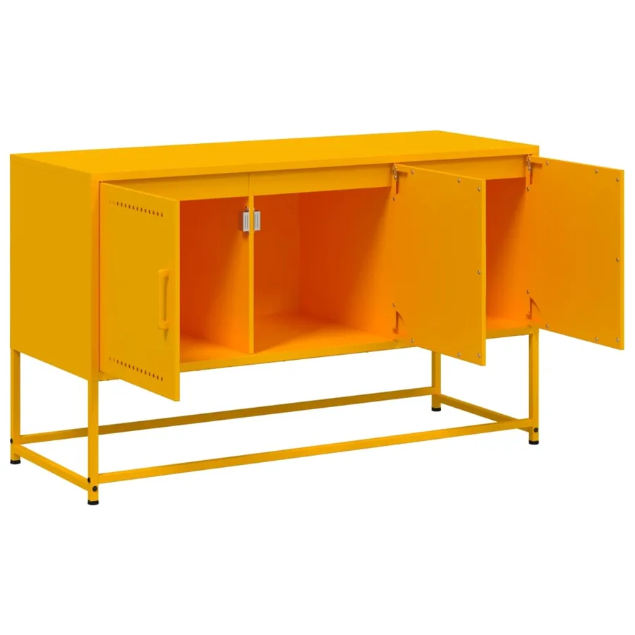 Meuble TV jaune moutarde 100,5x39x60,5 cm acier - 9