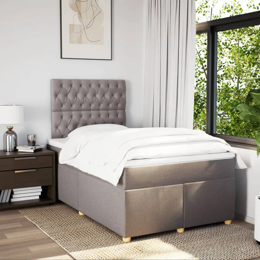 Sommier à lattes de lit avec matelas Taupe 120x200 cm Tissu - 5
