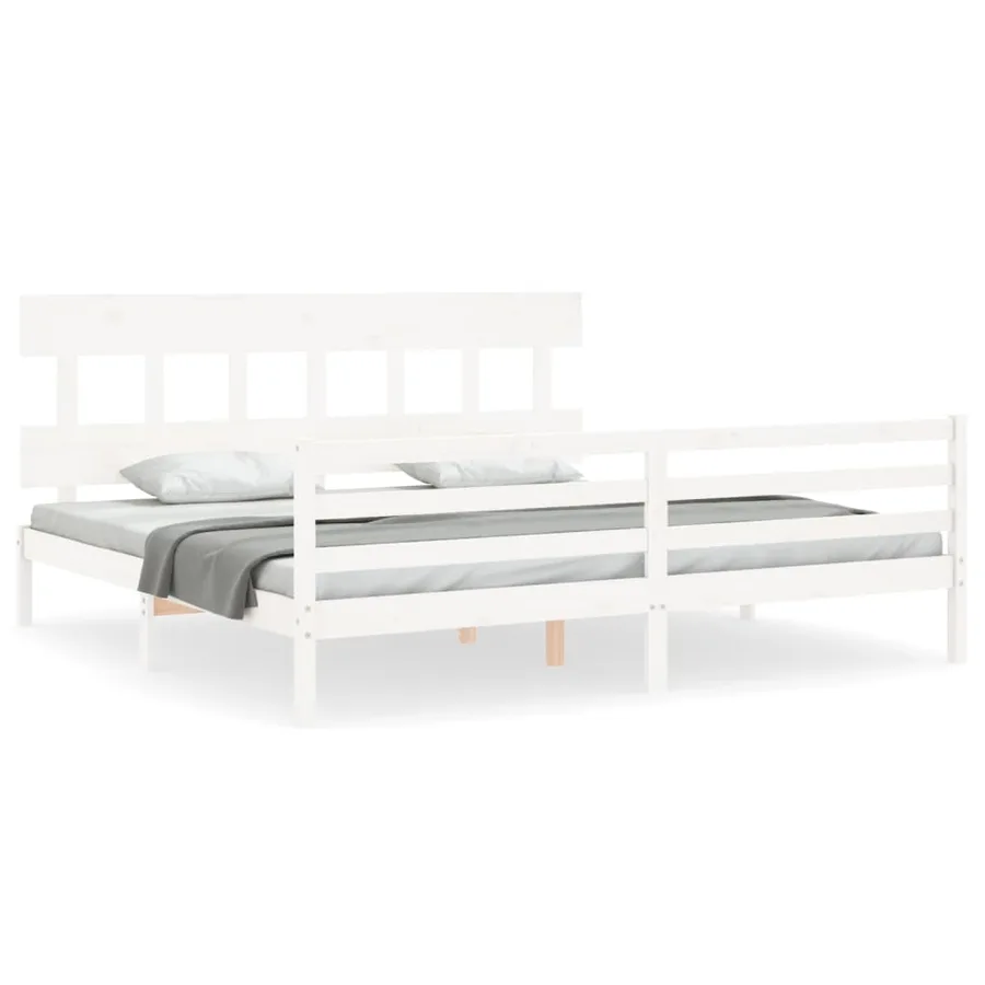 Cadre de lit sans matelas blanc 200x200 cm bois massif - 2