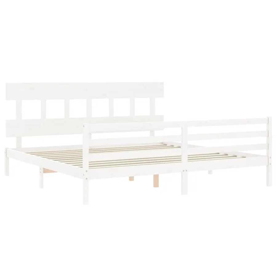 Cadre de lit sans matelas blanc 200x200 cm bois massif - 5