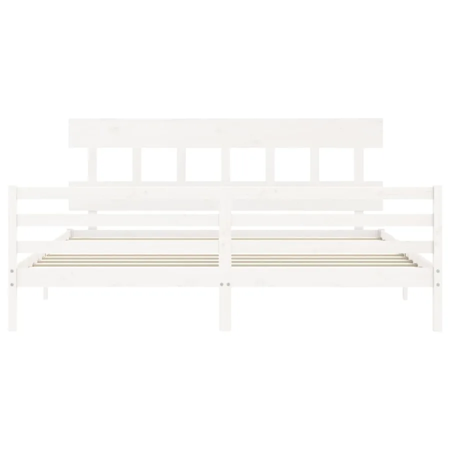 Cadre de lit sans matelas blanc 200x200 cm bois massif - 6