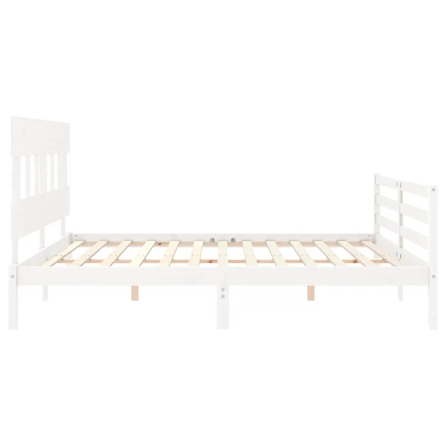 Cadre de lit sans matelas blanc 200x200 cm bois massif - 7