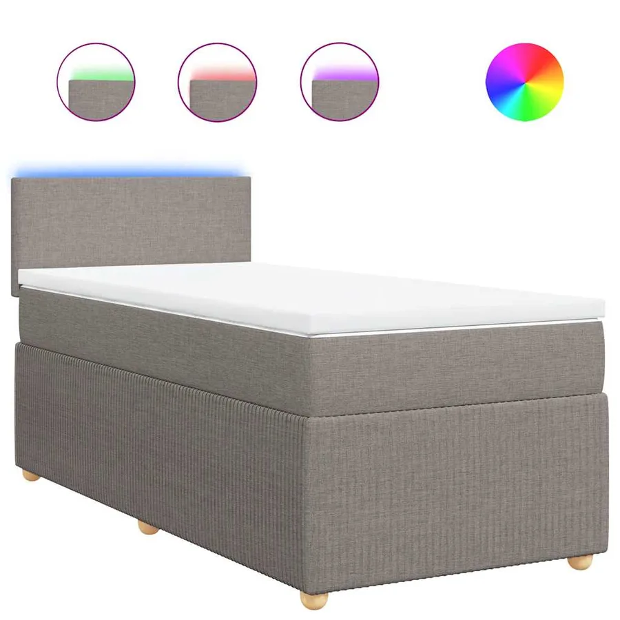 Sommier à lattes de lit avec matelas Taupe 90x190 cm Tissu - 2