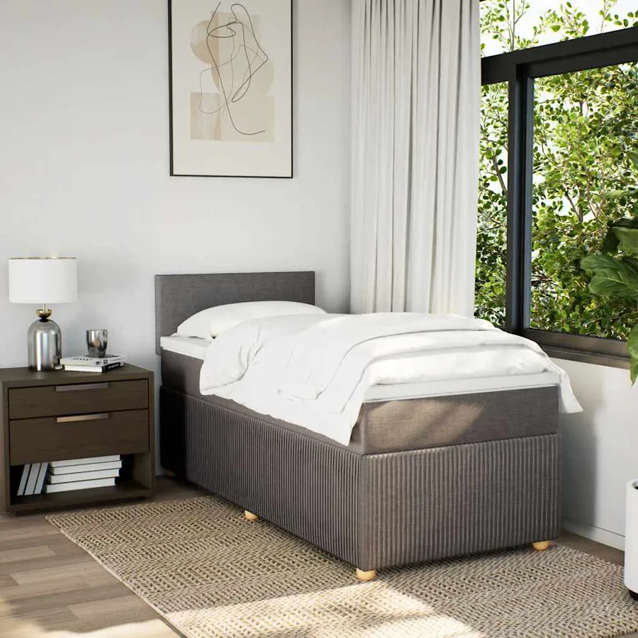 Sommier à lattes de lit avec matelas Taupe 90x190 cm Tissu - 4