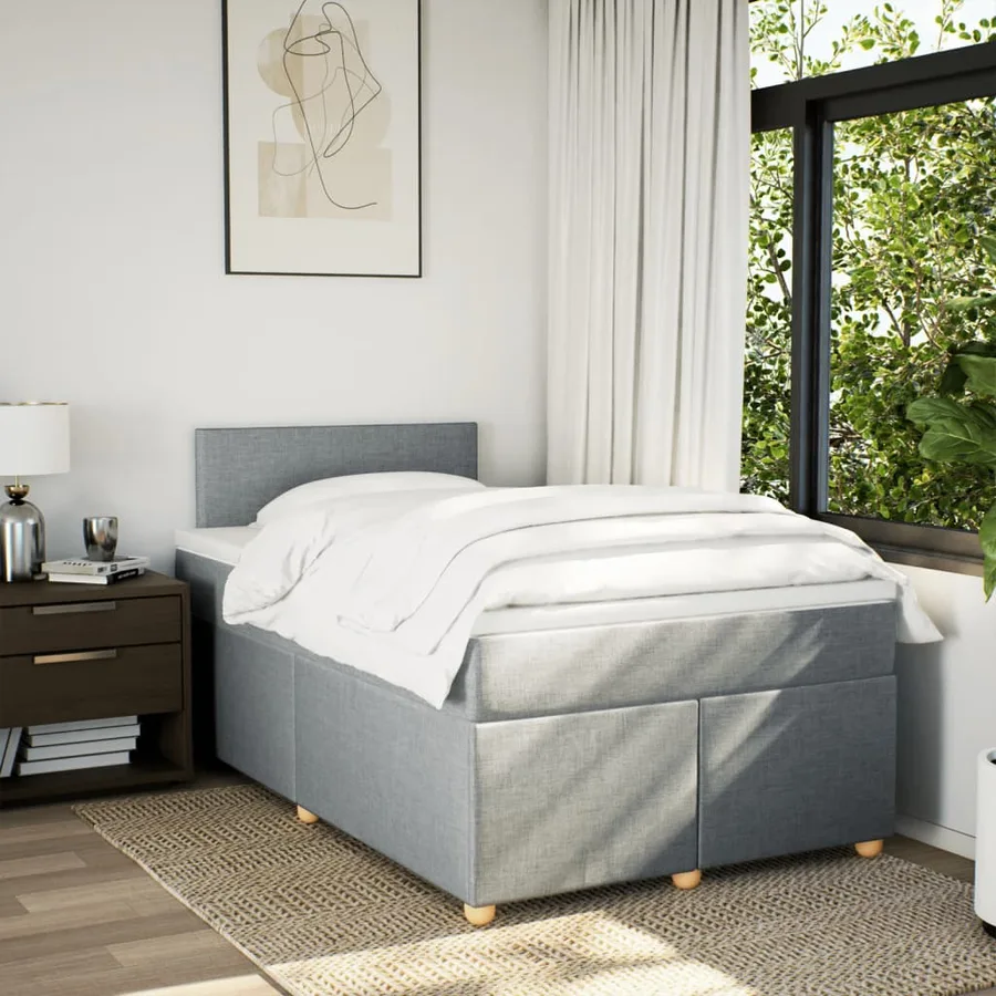 Sommier à lattes de lit avec matelas Gris clair 120x200cm Tissu - 3