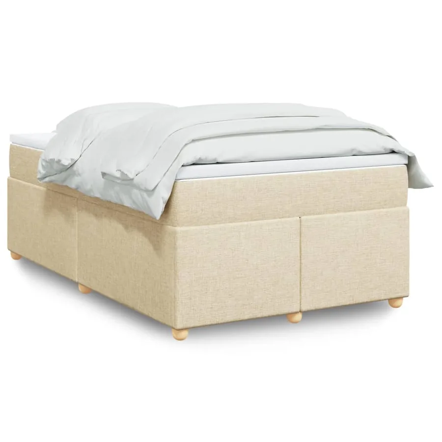 Sommier à lattes de lit avec matelas Crème 120x200 cm Tissu